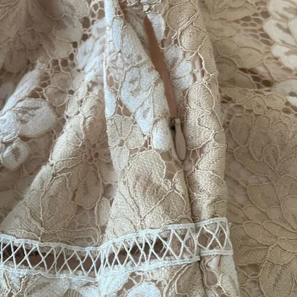 Saylor floral v neck lace maggy dress sheath flared peplum skirt size medium EUC - Picture 13 of 14